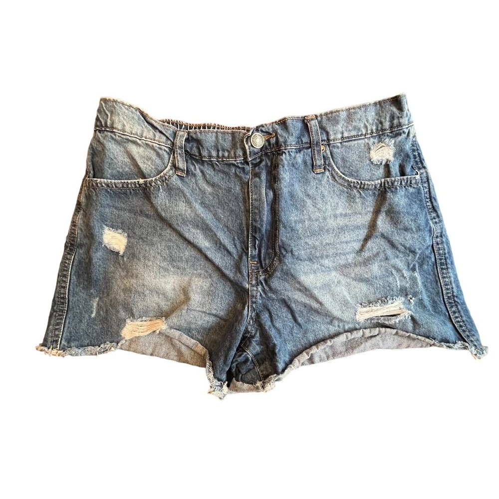 Vanilla Star Junior Jean Shorts Mid Rise Distressed Size 9 Waist 30